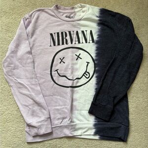 NIRVANA Gradient Black and White Crewneck Sweater